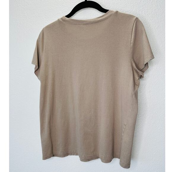 Madewell Taupe Short Sleeve Scoop Neck Top Small - Picture 6 of 11